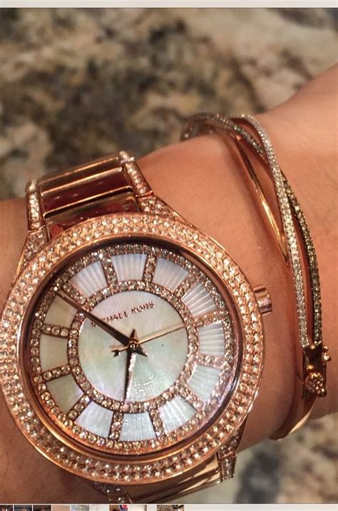 michael kors rose gold watch with bracelet|michael kors diamond bangle bracelet.